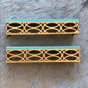 2 Pack!  Wood & Metal Wall Shelves